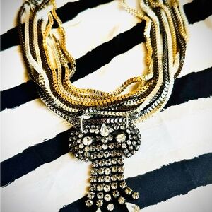 Elegant Vintage Gold & Silver Statement Necklace